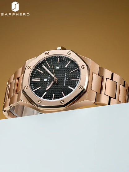 SAPPHERO Rose gold watch octagon for Men