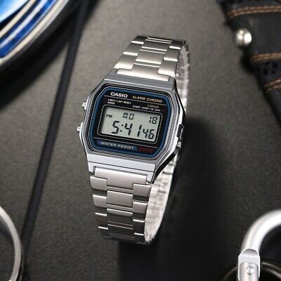 Casio A158WA-1DF Digital Stainless Steel Strap Watch